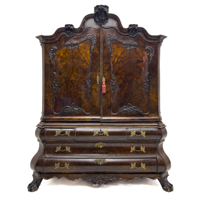 Image for Lot Carved Dutch Bombé Cupboard