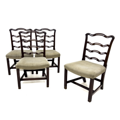 Image for Lot George III Style Ladderback Chairs, Group of 4