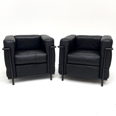 Le Corbusier LC2 style Armchairs, Pair