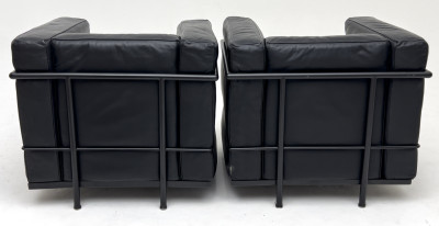 Le Corbusier LC2 style Armchairs, Pair