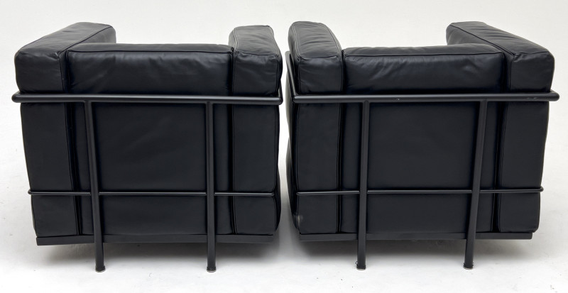 Le Corbusier LC2 style Armchairs, Pair