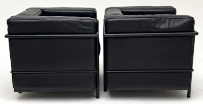 Le Corbusier LC2 style Armchairs, Pair