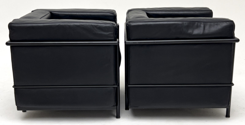 Le Corbusier LC2 style Armchairs, Pair
