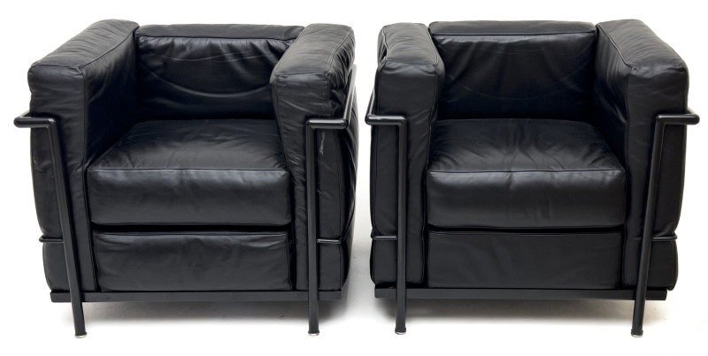 Le Corbusier LC2 style Armchairs, Pair