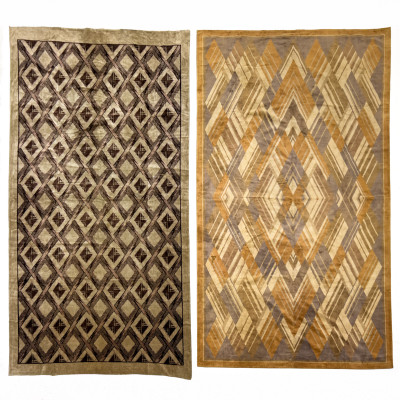 Image for Lot Art Deco Geometric Fabric Wall Hangings, Group of 2