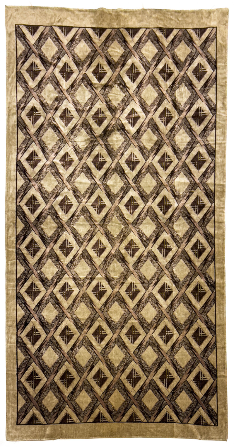 Art Deco Geometric Fabric Wall Hangings, Group of 2