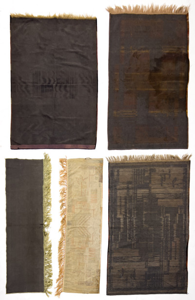 Art Deco Geometric Fabric Wall Hangings, Group of 5