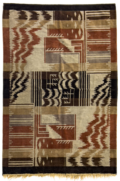 Art Deco Geometric Fabric Wall Hangings, Group of 5