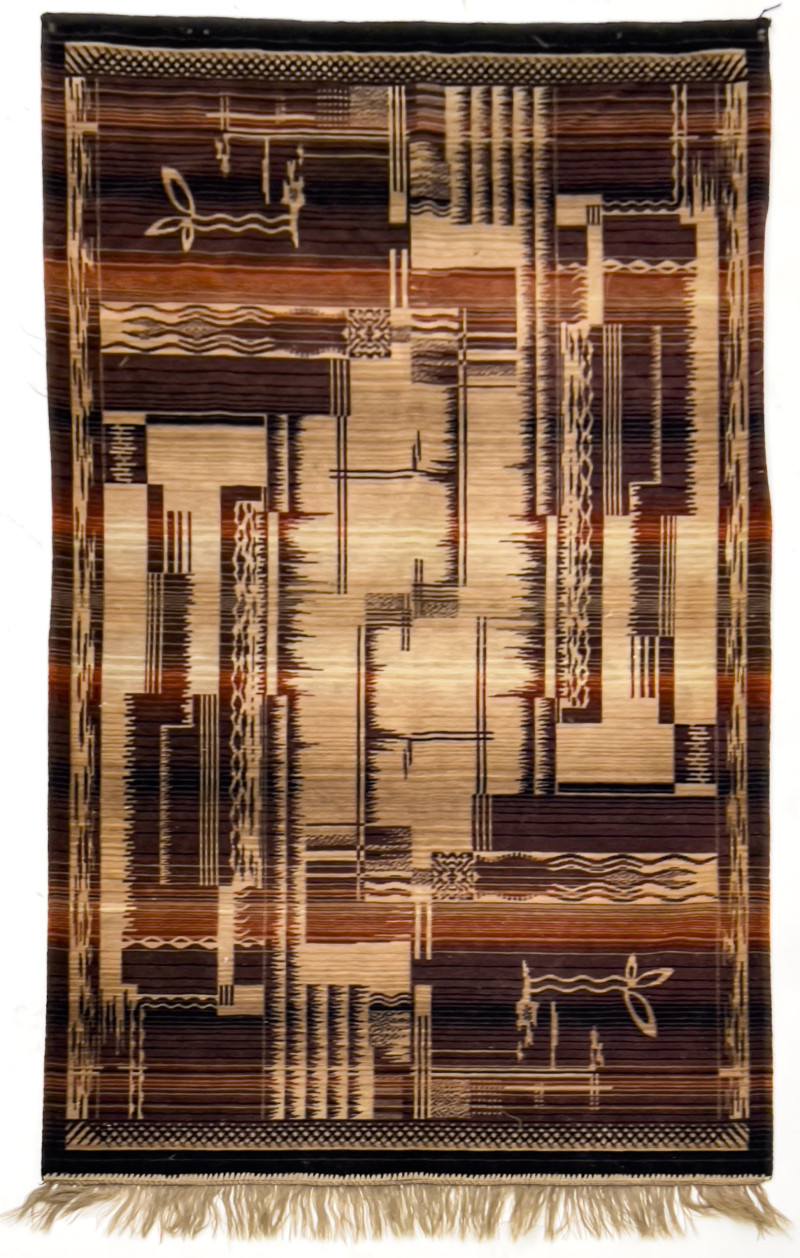 Art Deco Geometric Fabric Wall Hangings, Group of 5