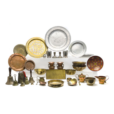 Image for Lot Brass, Copper, and Pewter Serviceware and Accessories, Group of 30+