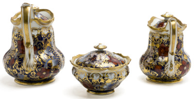 English Imari Style Cobalt Blue and Gold Tea Service