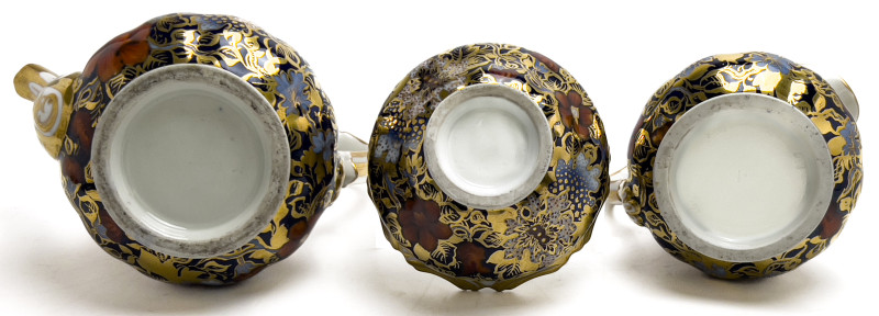 English Imari Style Cobalt Blue and Gold Tea Service
