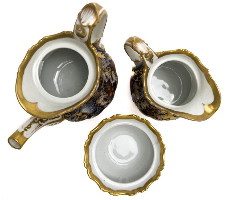 English Imari Style Cobalt Blue and Gold Tea Service