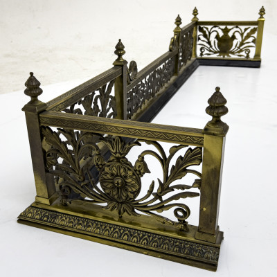 Brass Andirons and Fire Fender