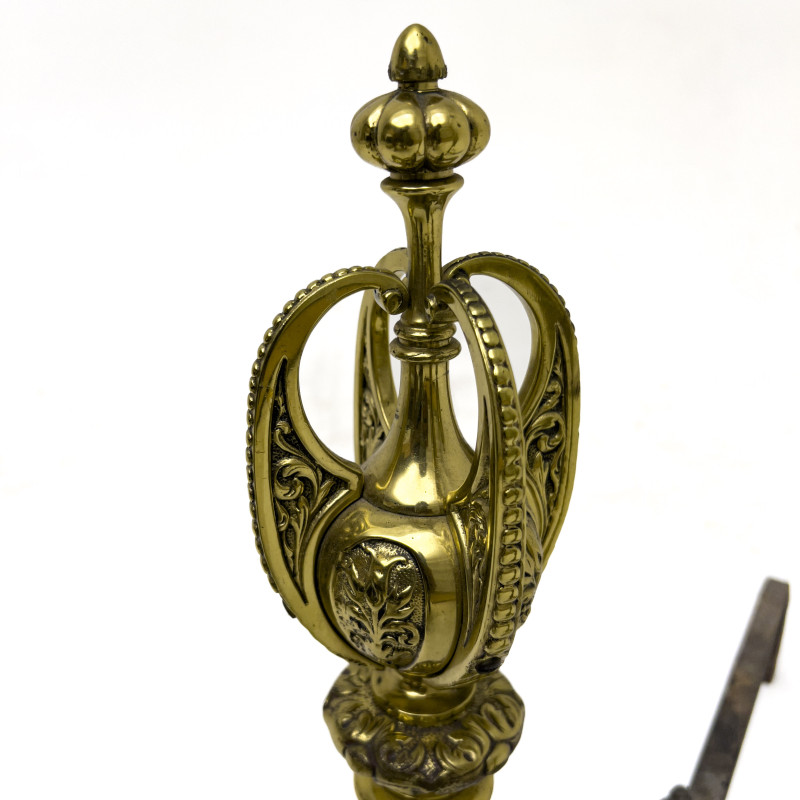 Brass Andirons and Fire Fender