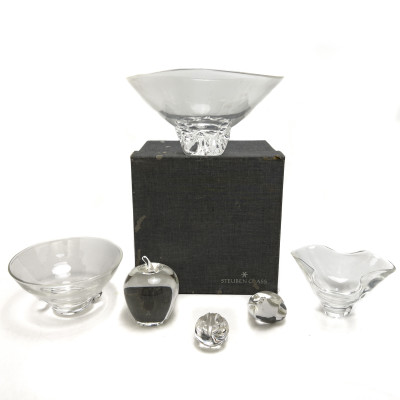 Steuben Glass - Bowls and Paperweights, Group of 6