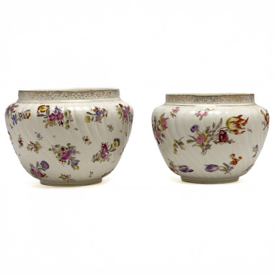 Image for Lot Floral Swirled Jardinieres, Pair