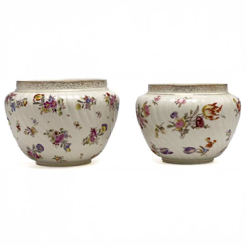 Floral Swirled Jardinieres, Pair