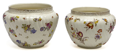 Floral Swirled Jardinieres, Pair