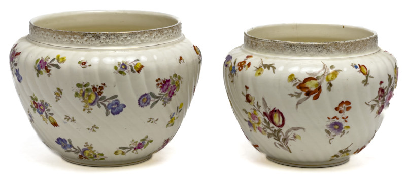 Floral Swirled Jardinieres, Pair