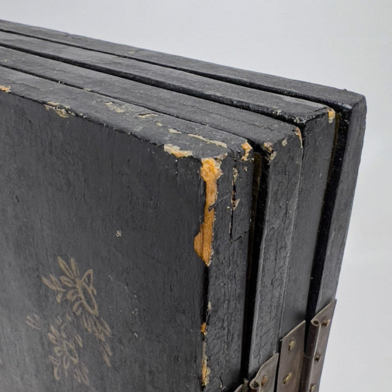 Chinese Black Lacquer Four Panel Table Screen