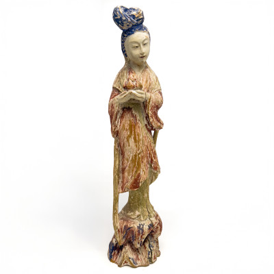 Image for Lot Chinese Carved Wood Guanyin Figure