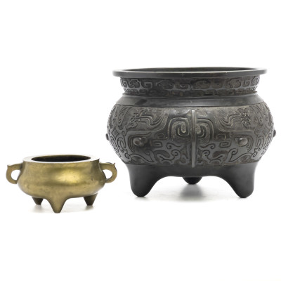 Image for Lot Two Chinese Bronze Censers