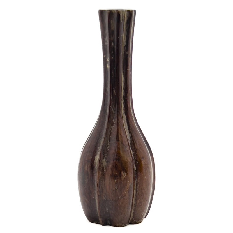 Chinese Zitan Ribbed Vase