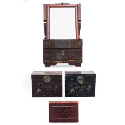Image for Lot Vanity Boxes and Tea Caddies, Group of 4