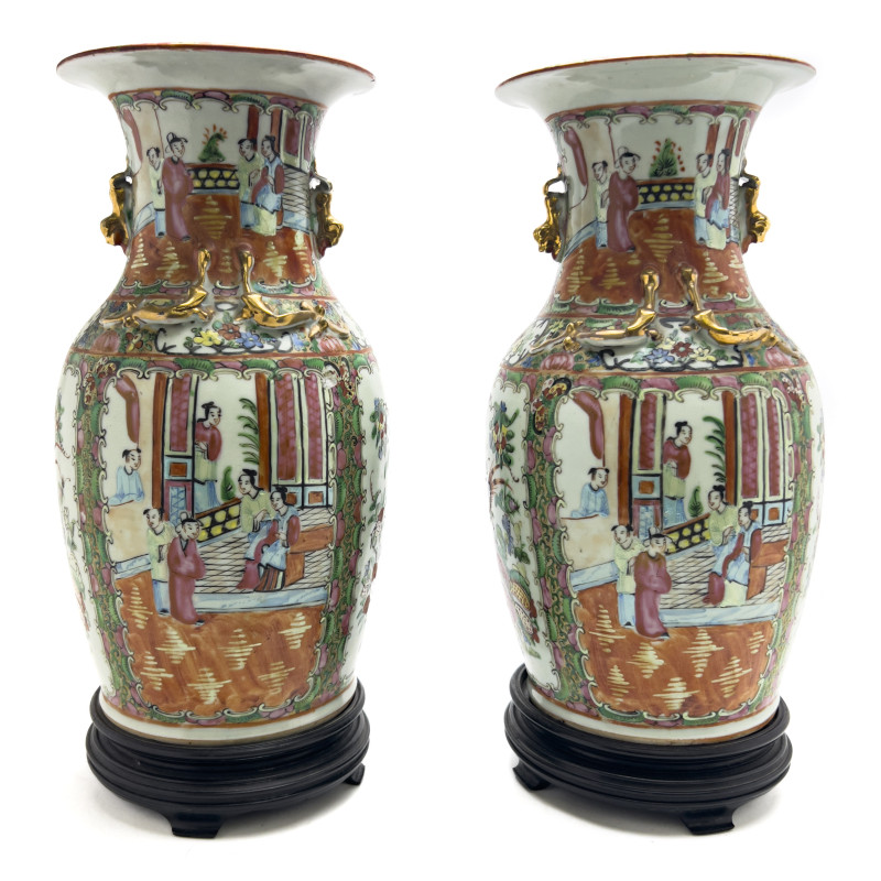 Chinese Famille Rose Vases, Pair