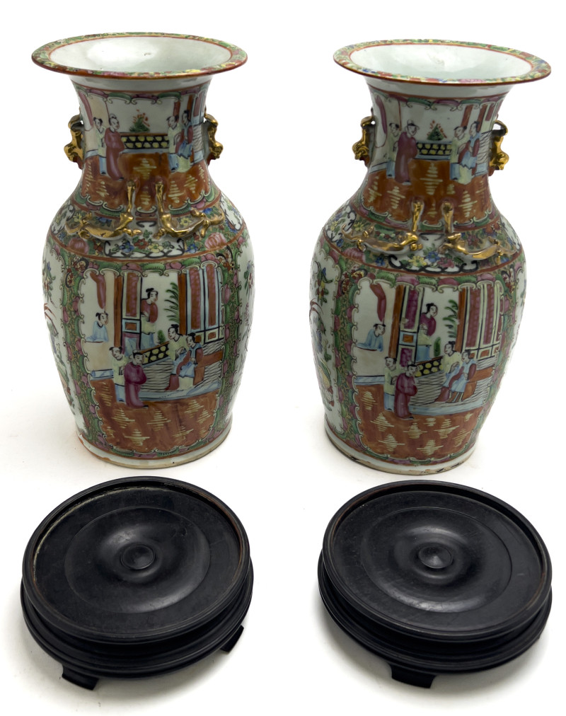 Chinese Famille Rose Vases, Pair
