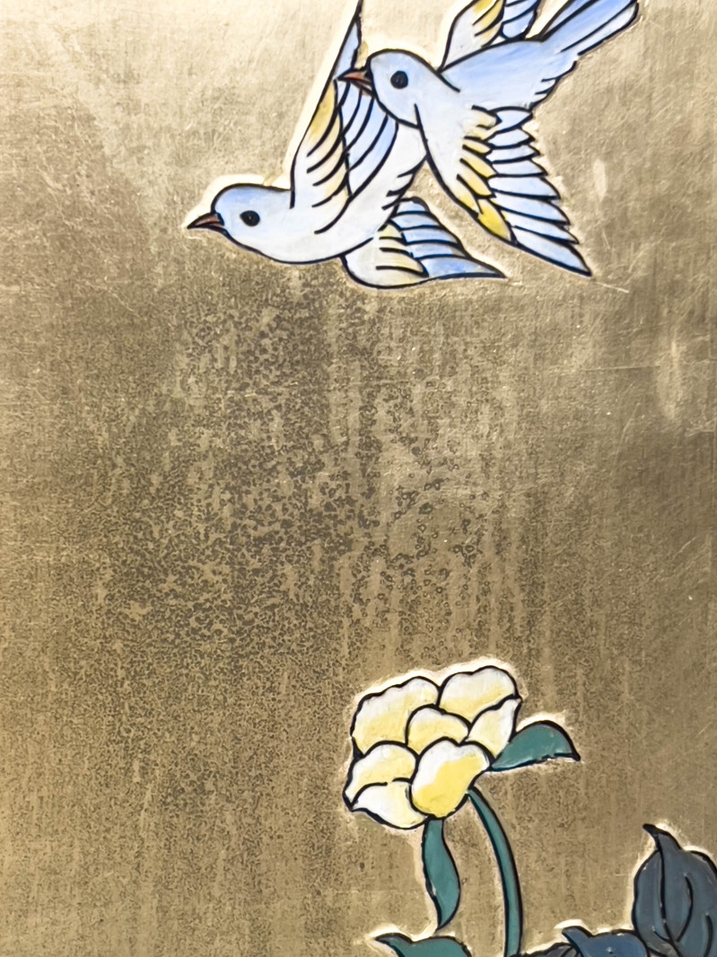 Chinese Coromandel and Lacquer Four Panel Room Divider