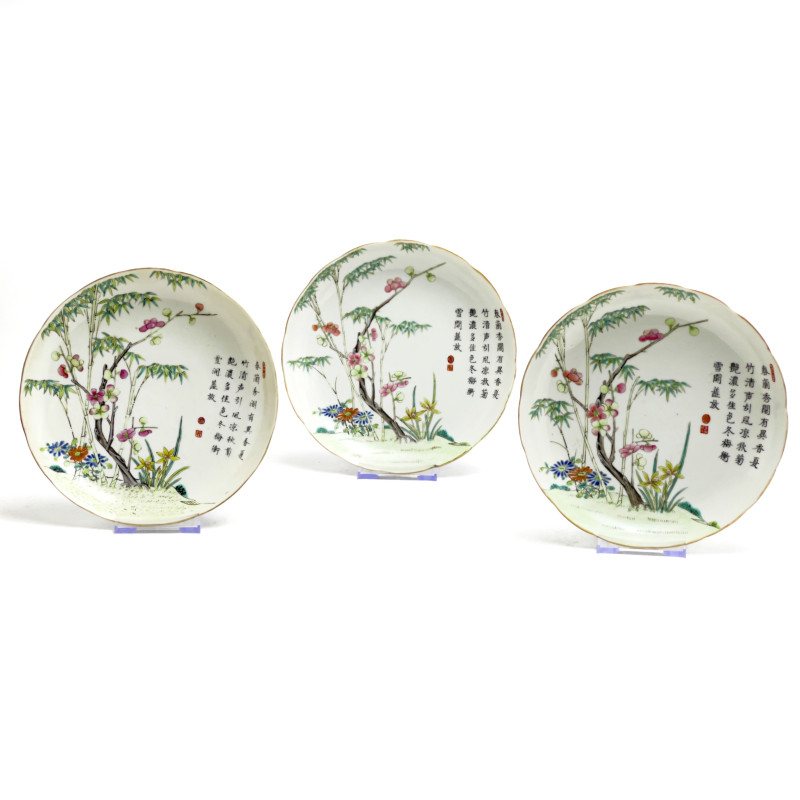 Chinese Famille Rose Plates, Group of 3
