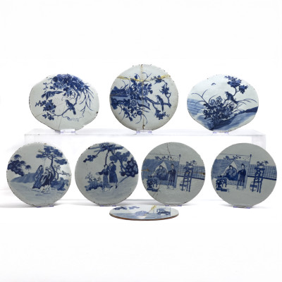 Image for Lot Chinese Blue and White Porcelain Tile Plaques, Group of 8