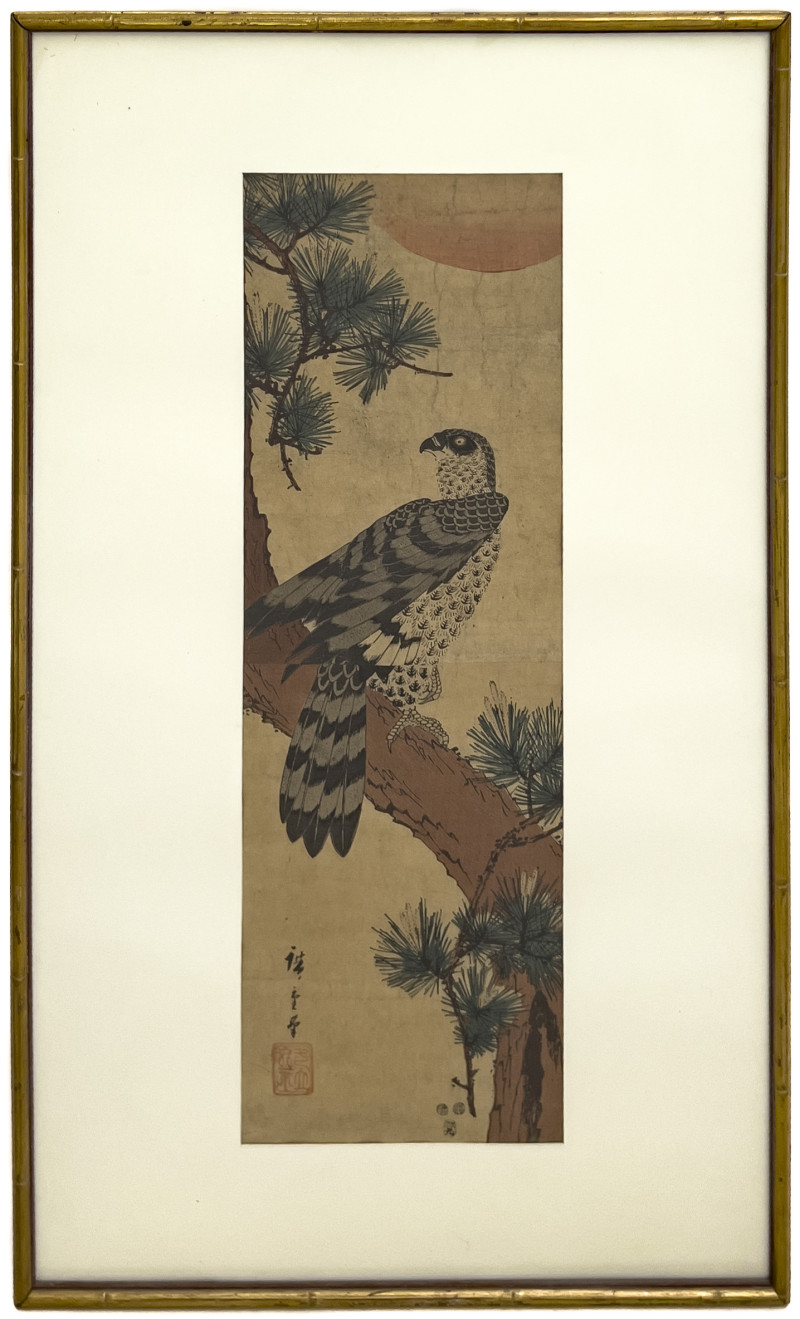 Utagawa Hiroshige - Falcon, Pine and Sun