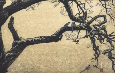 Image for Lot Toshi Yoshida - Plum Tree and Blue Magpie