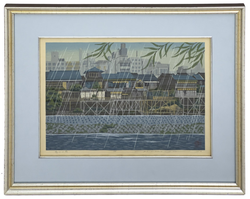 Masao Idō - Kamo River (Kyoto) the Rain