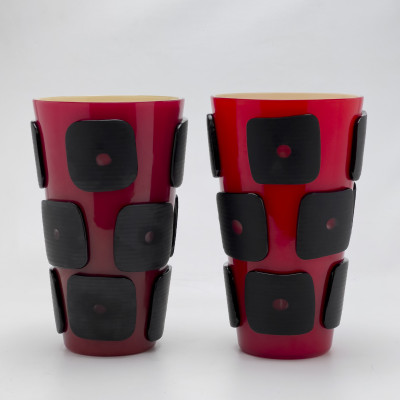 Image for Lot Marco Vinicio Cenzi & Leonardo Ranucci, Red Poppy Series for Venini, Pair