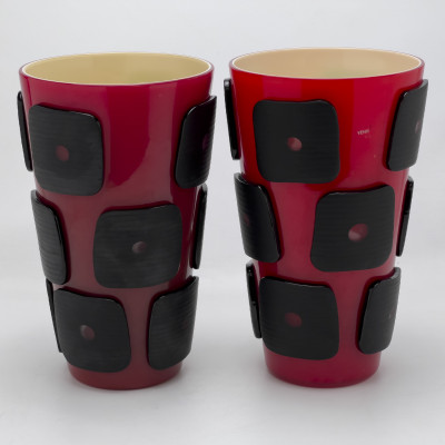 Marco Vinicio Cenzi &amp; Leonardo Ranucci, Red Poppy Series for Venini, Pair