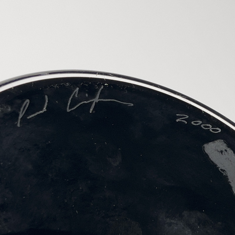 Black and Green Art Glass Vase with Lid