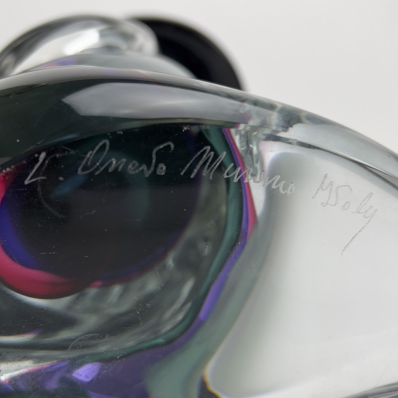 Luigi Onesto - Two Murano Sommerso Figures with Asian Conical Hats