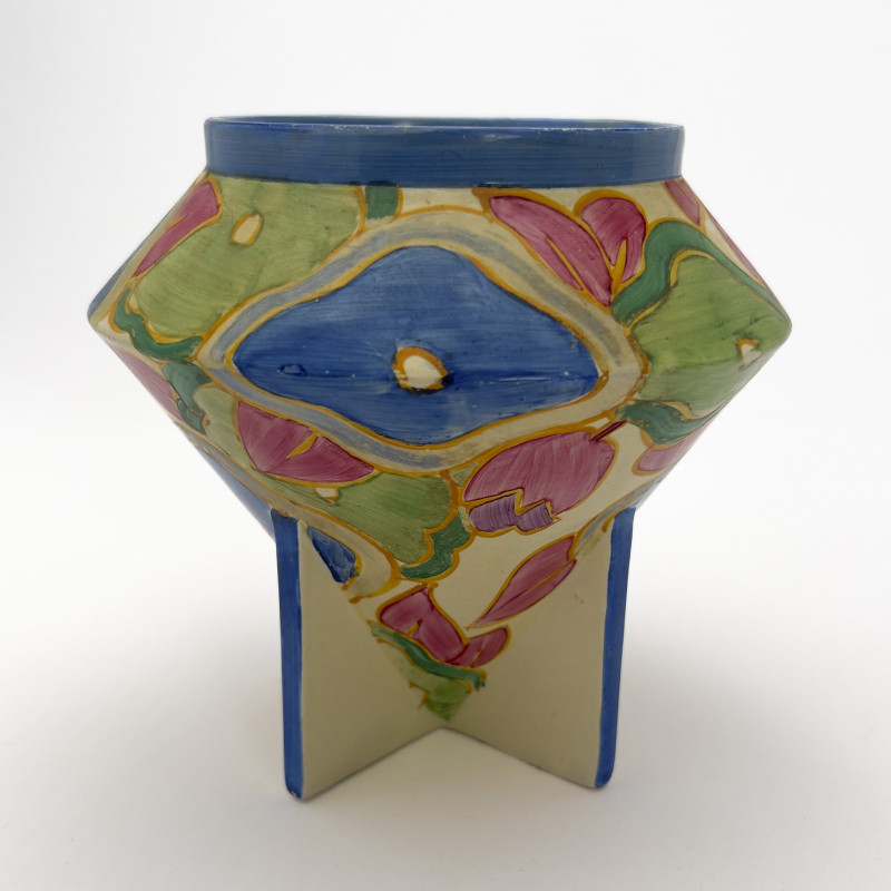 Clarice Cliff - Bizarre Fantasque Conical Rose Bowl in &quot;Blue Chintz&quot;