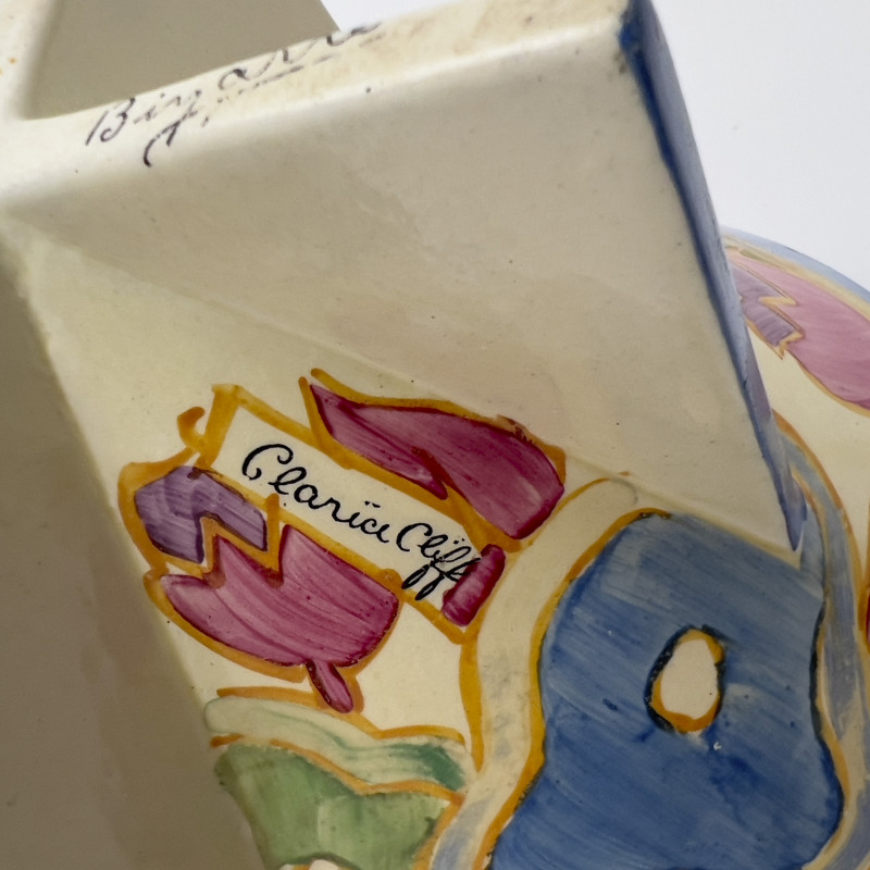 Clarice Cliff - Bizarre Fantasque Conical Rose Bowl in &quot;Blue Chintz&quot;