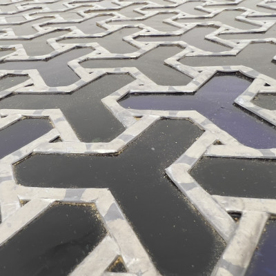 attributed to Franz Mayer Studio - Green and Blue Stained Glass Panel