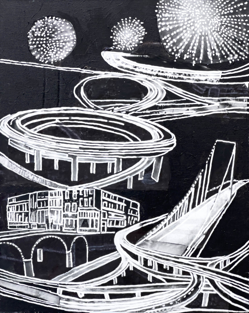 Janet Cooling - Untitled (Highway Interchange with Fireworks)
