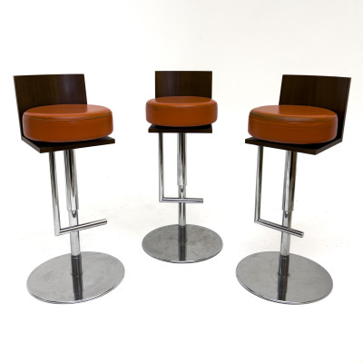 Image for Lot Poltrona Frau - Le Spighe Bar Stools, Group of 3