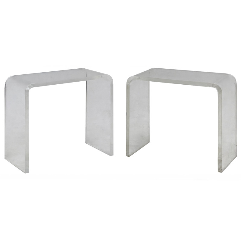 Lucite Waterfall Tables, Pair