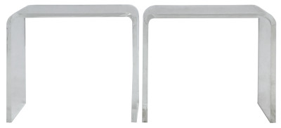 Lucite Waterfall Tables, Pair