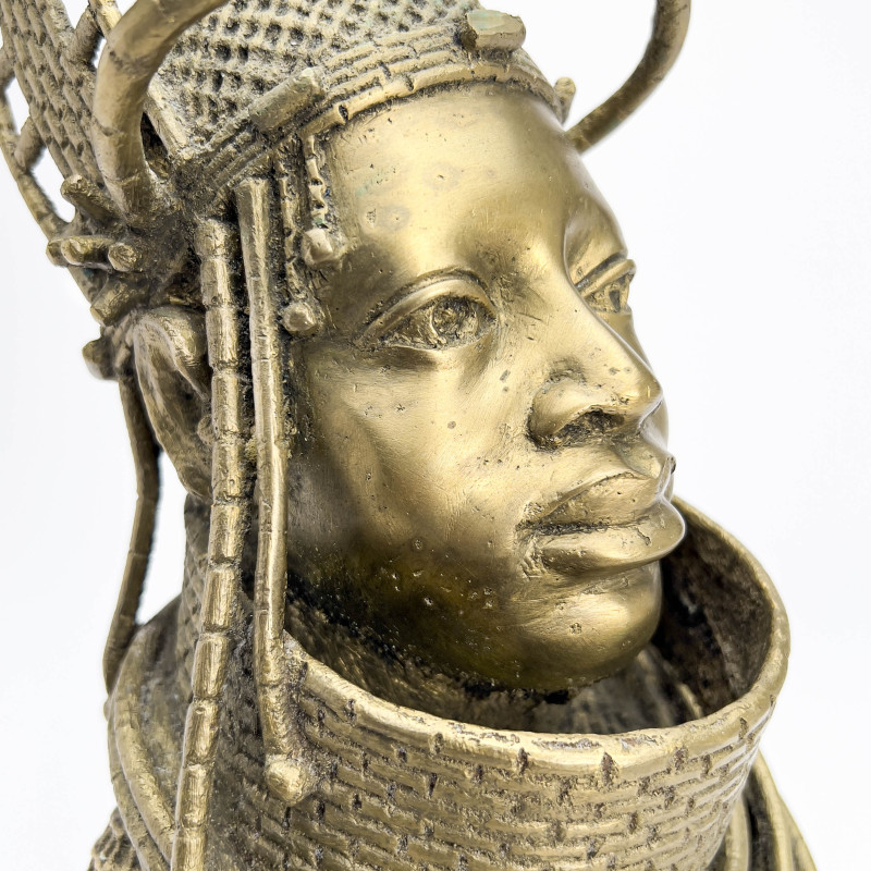 Nigerian Benin Edo King Bronze Bust