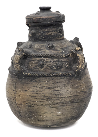 Primitive European Earthware Lidded Jug